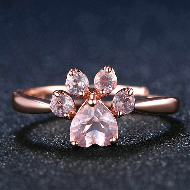 Wholesale Copper Powder Crystal Zircon Open Cat Claw Ring